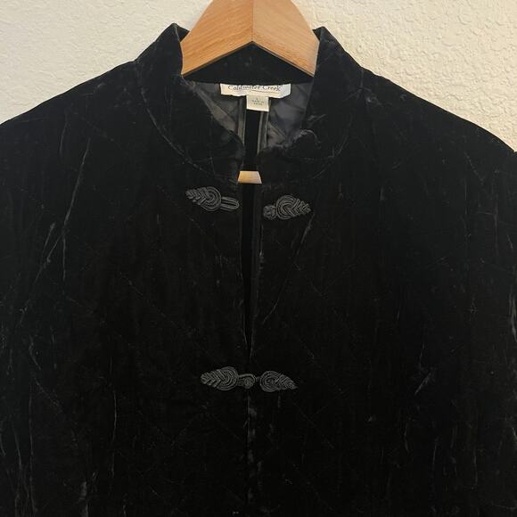 Coldwater Creek Womens Quilted Velvet Jacket L Chore Mandarin Collar Whimsigoth - Picture 3 of 16